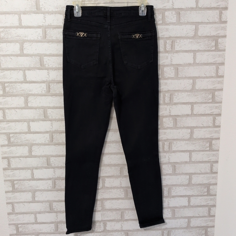 NWOT Guess Jeans Womens SZ 29 Skinny Logo On Pocket Black 90's Y2K - Picture 4 of 4
